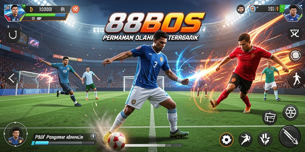 Screenshot menunjukkan pemain terlibat dalam pertandingan olahraga yang mendebarkan.