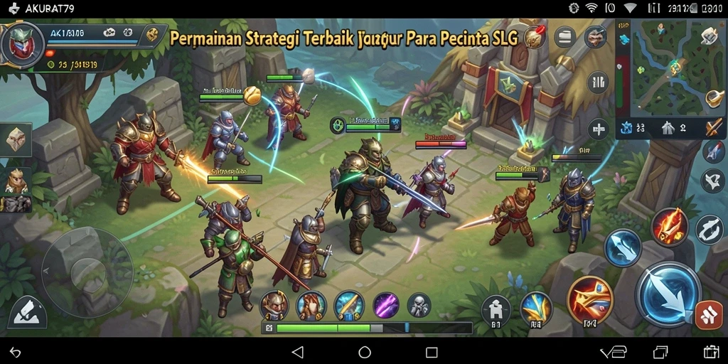 Tangkapan layar menampilkan pertempuran strategis dalam game SLG.