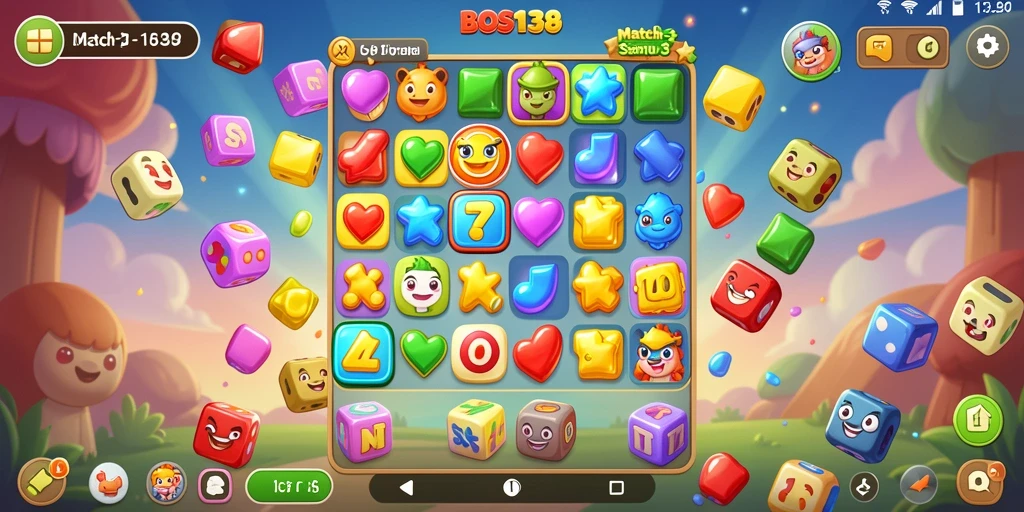 Screenshot gameplay BOS138 dengan tantangan Match-3 yang menarik.