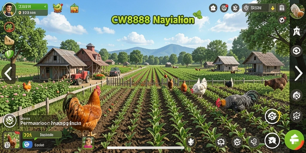 Gameplay seru bertani di CW8888 dengan tanaman yang beragam.