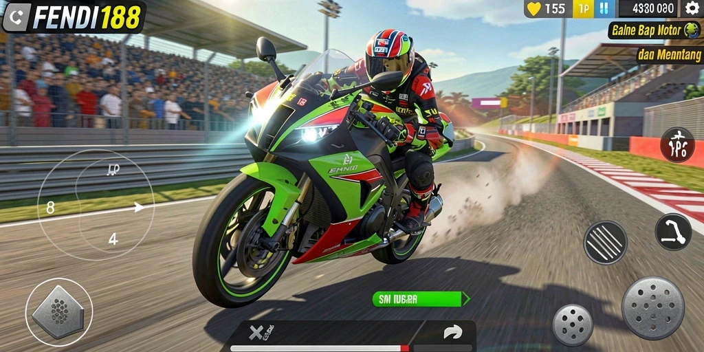 Tampilan gameplay FENDI188 dengan aksi balap motor yang seru.