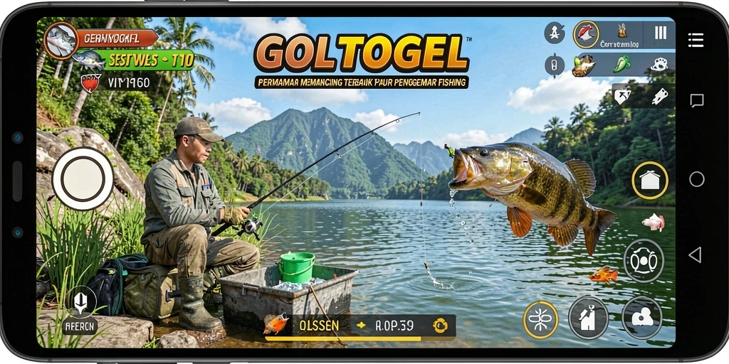 Screenshot gameplay GOLTOGEL menampilkan aksi seru para pemain saat memancing.