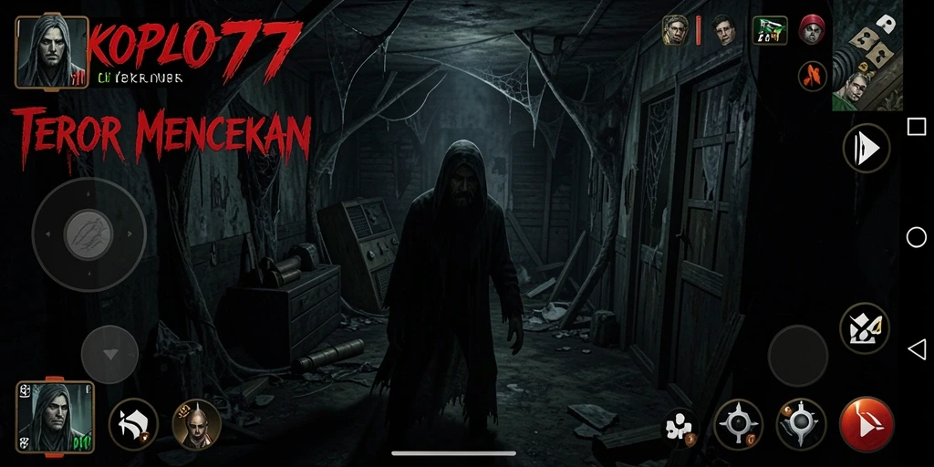 Tampilan gameplay menegangkan di KOPLO77 yang penuh dengan horor.