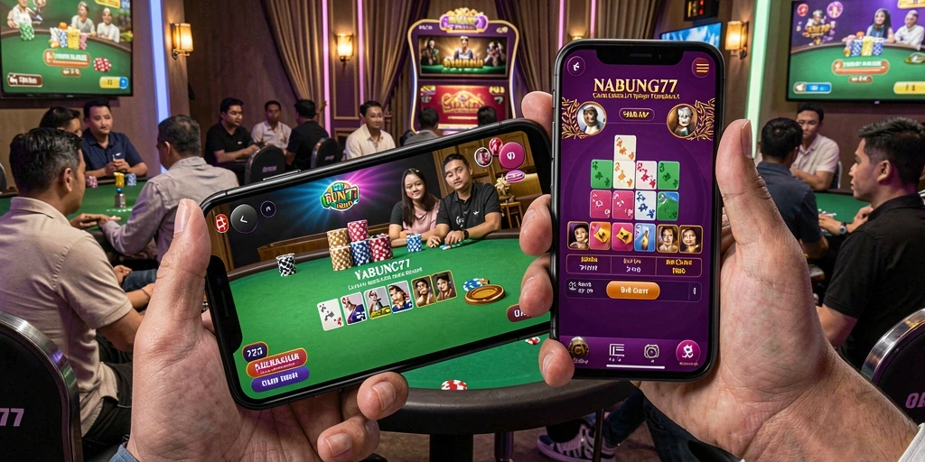 Tampilan screenshot NABUNG77 menampilkan dealer langsung dan permainan kasino yang seru.