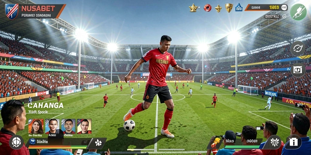 Tampilan layar utama NUSABET dengan gameplay olahraga yang mendebarkan.
