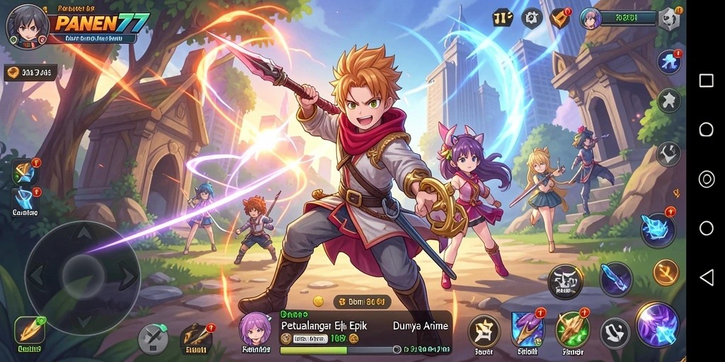 Tangkapan layar utama PANEN77 menampilkan aksi pertarungan karakter anime.