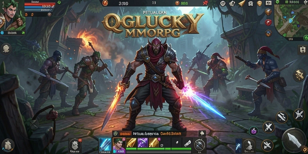 Screenshot menampilkan aksi seru dalam game MMORPG QGLUCKY.