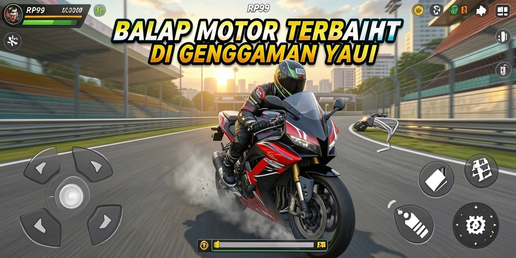 Gameplay seru RP99 dengan balapan motor yang mendebarkan.