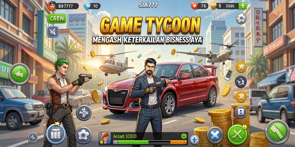 Tampilan gameplay SIA777 yang menampilkan strategi pengelolaan bisnis.